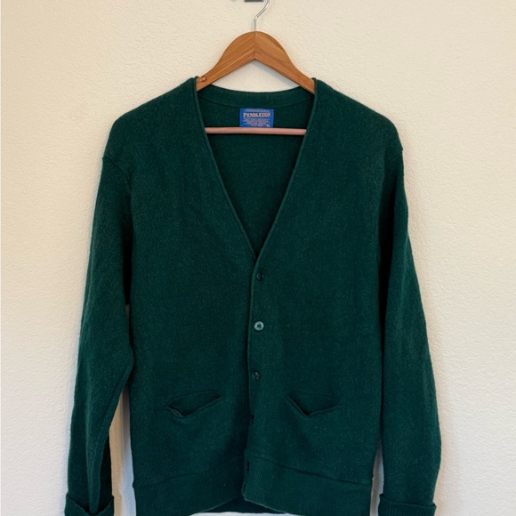 Vintage Pendleton Knockabouts 100% Wool Button Up Sweater Womens XL Green USA - Picture 2 of 9